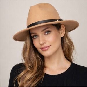 Classic Tan Fedora Hat with Tassels Detail
